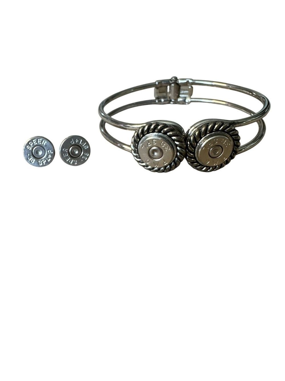 Handmade Bullet Shell Silver Bracelet And Earring Set Speer 38 Special